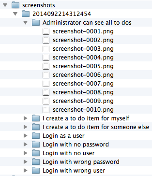 Folder with screenshots taken from test